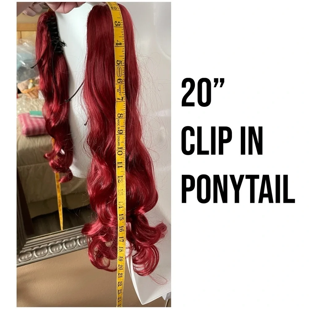Ponytail Extensions, Red Hair Claw Clip Ponytails Extension Synthetic NIB